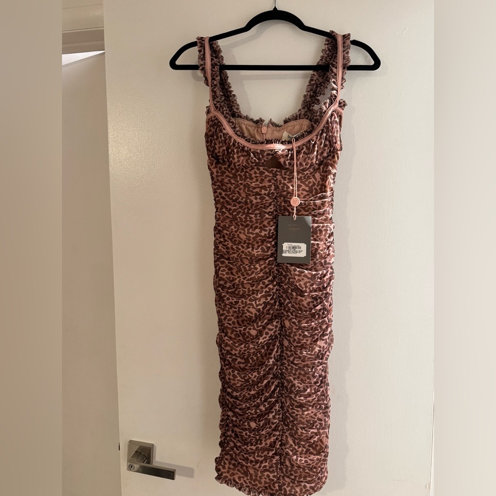 House of CB Pink Leopard Midi Dress
